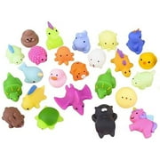 24 Bagged Cute Animal Mochi Squishy Animals - Kawaii - Sensory, Stress, Fidget Party Favor Toy Bulk - Bright