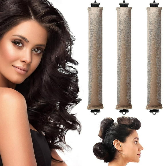 3pcs Heatless Hair Curler, Soft Velvet Thick Flexi Rods With Hook, No Heat Hair Curlers Curling Rod To Sleep In,overnight Heatless Curls For Blowout L