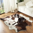 thumbnail image 4 of Dwelke Faux Cowhide Rug Cow Print Retro Area Rug for a Western Boho Living Room Bedroom Decor 4.6' × 5.2' Coffee, 4 of 9