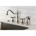thumbnail image 2 of Kingston Brass KB1796BEXBS Essex Double-Handle 4-Hole Widespread Kitchen Faucet with Brass Sprayer in Polished Nickel, 2 of 8