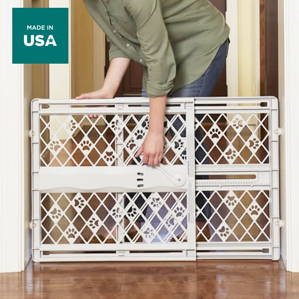 North States MyPet Paws 40" Portable Pet Gate: Expands & locks In place with no tools. Pressure Mount. Fits 26"- 42" wide (23" tall, Light Gray) - image 4 of 6