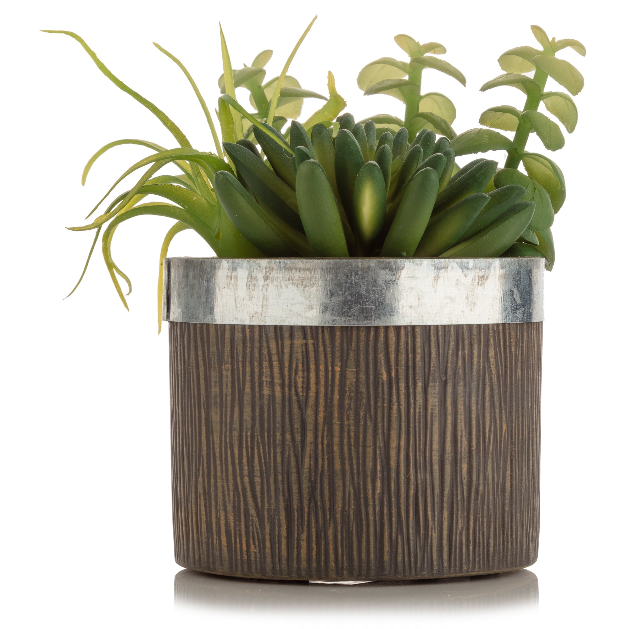 Mainstays 5' Artificial Succulent in Rustic Woodgrain Ceramic Planter