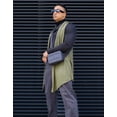 thumbnail image 4 of Coofandy Men's Ruffle Shawl Collar Sleeveless Long Cardigan Vest, 4 of 7