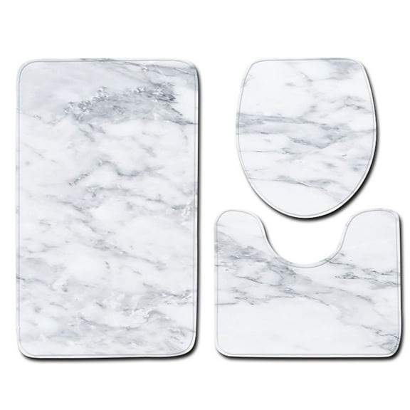 Musuos 3pcs Marble Toilet Set,Toilet Cover Seat Anti-slip Floor Mat Door Pad Bathroom Carpet,Practical Home Decoration