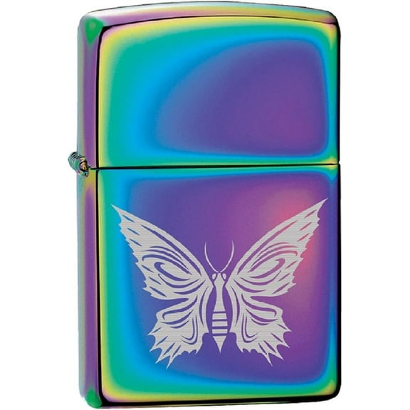 Zippo Lighter - Personalized Custom Message Engraved on Backside Animal Design Windproof Lighter (Spectrum Butterfly Z190)