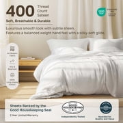 California Design Den Full Size Sheet Set - 400 Thread Count 100% Cotton, Soft Sateen Sheet Set, Durable Bedding with Deep Pockets - White