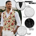 thumbnail image 6 of Yuyamidu Poinsettia Men's Formal Vest Cardinal Slim Fit Waistcoat for Wedding Prom Party Mens Suit Vest Christmas Tuxedo Vests Size 4XL, 6 of 7