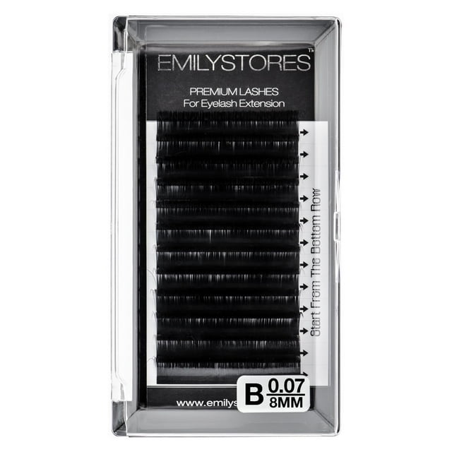 EMILYSTORES Extensión de pestañas 0,07 mm de grosor B Longitud del rizo 8 mm Aspecto natural Pestañas rápidas individuales para extensiones de pestañas (0,07 B 8 mm)