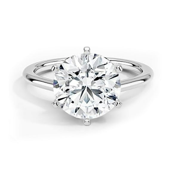 Ivy & Bauble 3.5 Carat CZ Round Solitaire Engagement Ring in White Gold Plating, Size 5