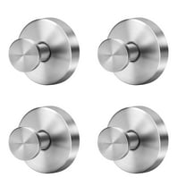 Dihmpor Silver Suction Cup Hooks for Shower Waterproof - Set of 4, No Drill Stainless Steel Towel Hooks for Bathroom Wall, Kitchen, Glass, Mirror, Tile - Ideal for Hanging Towels, Robes, and Loofahs