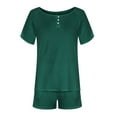 thumbnail image 4 of GigrtiJin Womens Pajama Sets Casual Short Sleeve Button Front Tops and Drawstring Waist Shorts Sleepwear 2 Pack, 4 of 8
