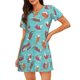thumbnail image 1 of Balery Sea Otters Family In Blue Water Camisón de manga corta con cuello redondo para mujer, cómodo y elegante., 1 of 6