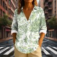 thumbnail image 3 of Uootdi Boho Long Sleeve Shirts for Women V Neck Button Down T Shirts Casual Loose Fit Floral Print Basic Tops Tees Blouses Gift, 3 of 6