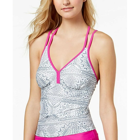 Go by Gossip Optical Fantasy Racerback Top Women’s Swimsuit (Gray, M)