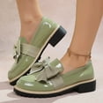 thumbnail image 6 of Taylonsss Women's Patent Leather Bow Detail Slip-On Loafers with Low Blocks Heel for All-Season Wear Comfortable Round Toe Casual Shoes with Non-Slip Sole for School Work and Daily Activities, 6 of 8