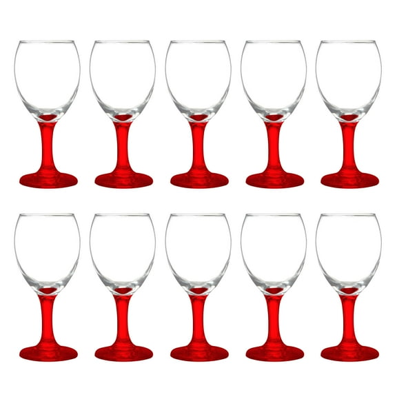 10 Aragon Wine Glasses Set, 8.5 oz. - High standard, USA made - Red