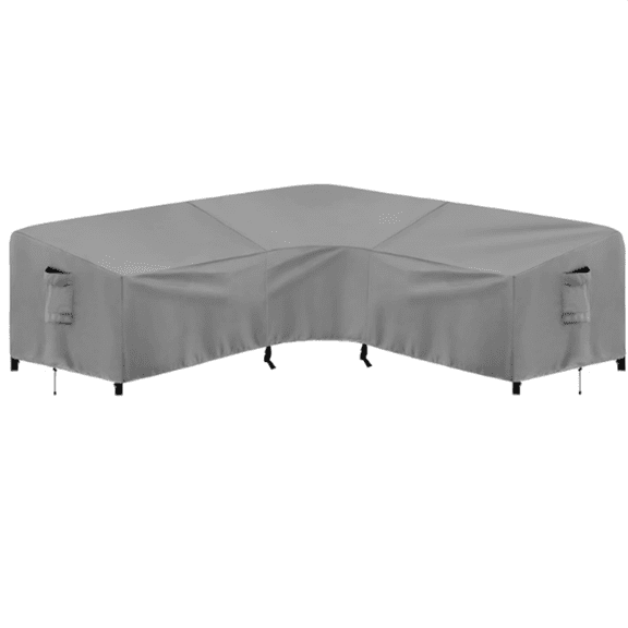 Outdoor Sectional Sofa Cover Waterproof V Shaped Patio Furniture Covers for Deck, Lawn and Backyard, 89”x89”, Gray