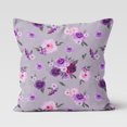 thumbnail image 1 of Purple Floral On Gray Nursery Pillow, 1 of 5