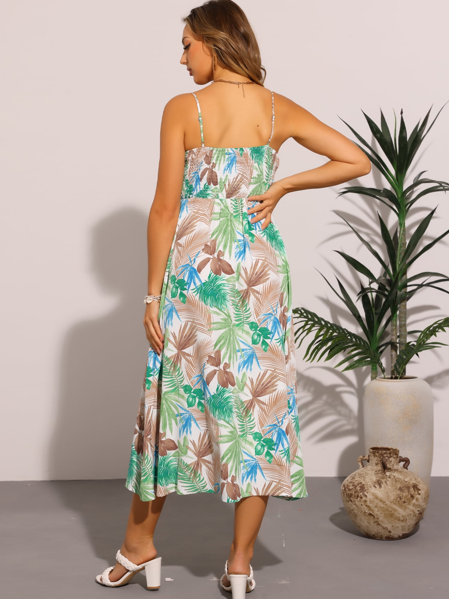 DARING DIVA Sleeveless Camisole Floral Long Casual Dress XS Green