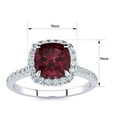 thumbnail image 4 of SuperJeweler 2 Carat Cushion Cut Garnet and Halo Diamond Ring In Sterling Silver For Women, 4 of 5