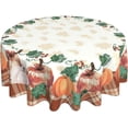 thumbnail image 3 of Pumpkin Fall Tablecloth Round 60 Inch Thanksgiving Tablecloth Plaid Circular Waterproof Maple Leaf Autumn Table Cover Cloths Washable Polyester Tabletop Runner for Kitchen Party Picnic Dining Decor, 3 of 4