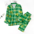 thumbnail image 2 of GDREDA Pyjamas Femmes Femmes Pyjamas Ensemble Assorti Pyjamas des Fêtes Ensemble de Pyjama Classique pour Femmes à Boutons en Satin Long avec Poches Ensembles de Pyjama pour Femmes Pyjamas Vert,TG, 2 of 3
