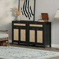 thumbnail image 6 of SICOTAS 30" Sideboards Buffets Cabinets with Drawer Set of 2, Boho Rattan Kitchen Storage Cabinets with Adjustable Shelves, Coffee Bar Station in Black, 6 of 8