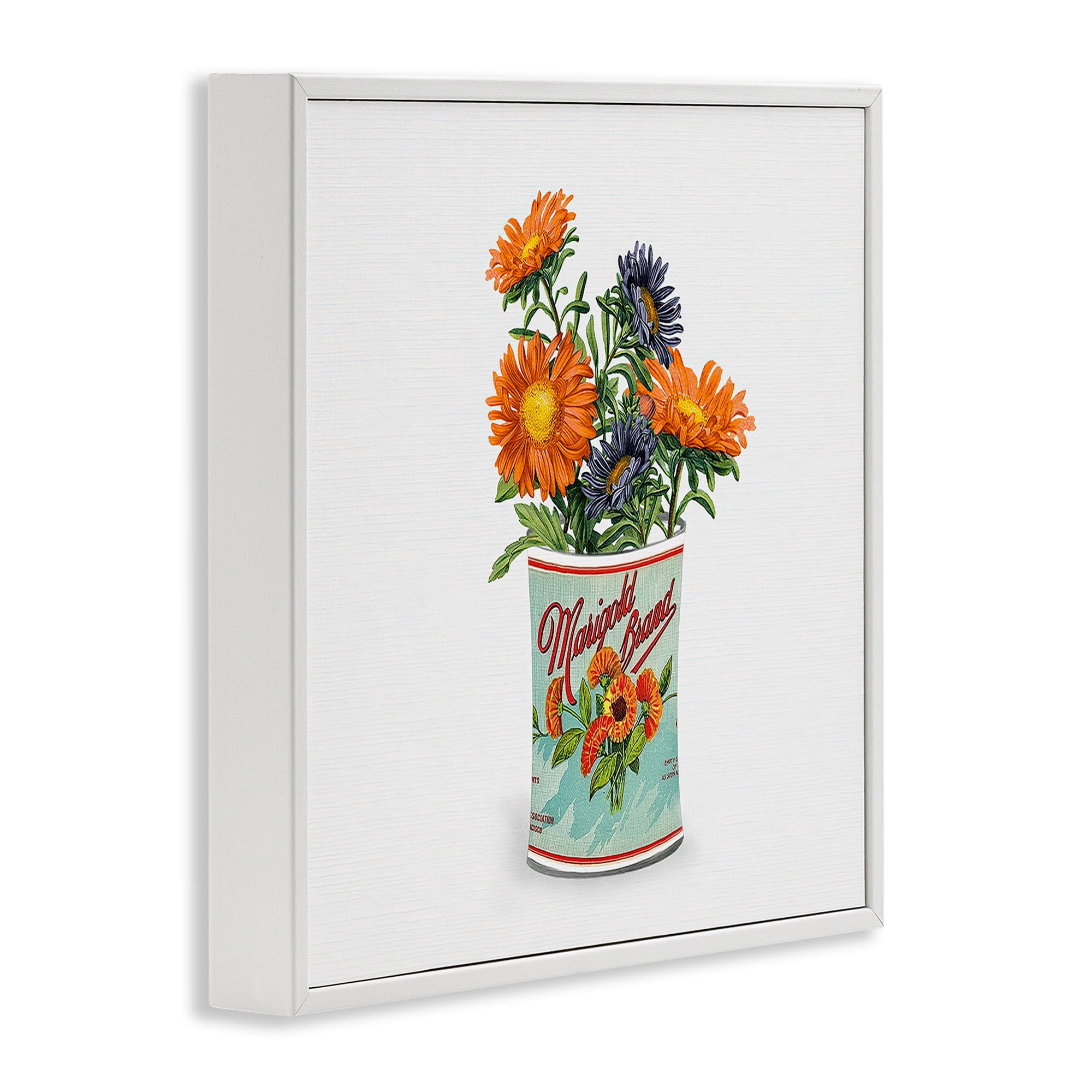 Stupell Industries Nostalgic Marigold Tin Bouquet White Framed Giclee Art, design by Val Rhodes