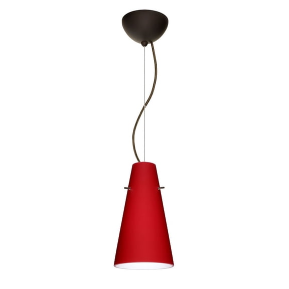 1KX-4124RM-BR-Besa Lighting-Cierro-One Light Cord Pendant with Flat Canopy-5.38 Inches Wide by 9.38 Inches High-Bronze Finish-Ruby Matte Glass