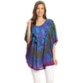 thumbnail image 5 of Sakkas Sunia Tie Dye Caftan Sleeve Blouse | Cover Up - Turquoise - One Size, 5 of 5