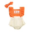 thumbnail image 1 of Gibobby Mameluco para niña Verano bordado estampado volante naranja sin mangas bebé niño Onesie bebé gateando ropa(Beige, 6-12 Meses), 1 of 4
