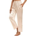 thumbnail image 3 of KelaJuan Women's Silk Satin Pajama Pants Soft Long Lounge Pant Drawstring Trousers Casual Sleepwear Pj Bottoms with Pockets, 3 of 6
