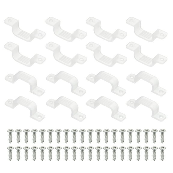 Uxcell LED Strip Light Clips, 50 Pack Mounting Bracket Hard Fixing Clips Clamp Holders with Screws for 15mm Wide 3528/5050 Neon RGB Light Cable Ribbon, Transparent