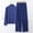 Blue, variant on Ladies Pajamas Long Sleeve High Neck Modal Tops And Pants Sets 2PC Pink Solid Comfy Loungewear Ladies