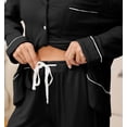 thumbnail image 3 of HEARTNICE Women Pajama Sets, Button Up Long Sleeve knit Sleepwear Soft Lounge Pjs,(Black,M), 3 of 4