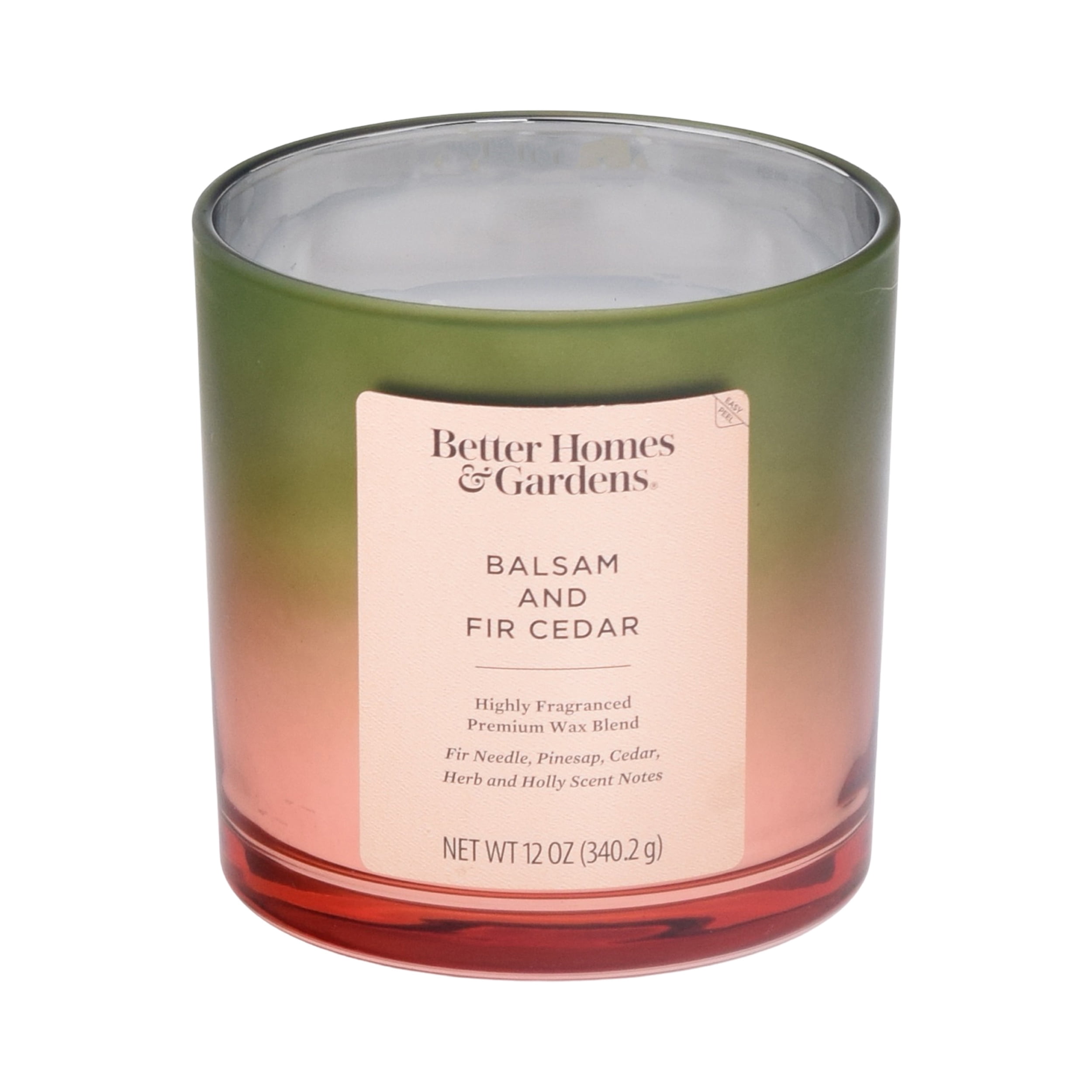 Better Homes & Gardens Balsam and Fir Cedar Scented 2-Wick 12oz Metallic Ombre Jar Candle