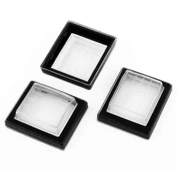 3 Pcs Clear Black Silicone Waterproof Rocker Switch Protect Cover Rectangle Cap