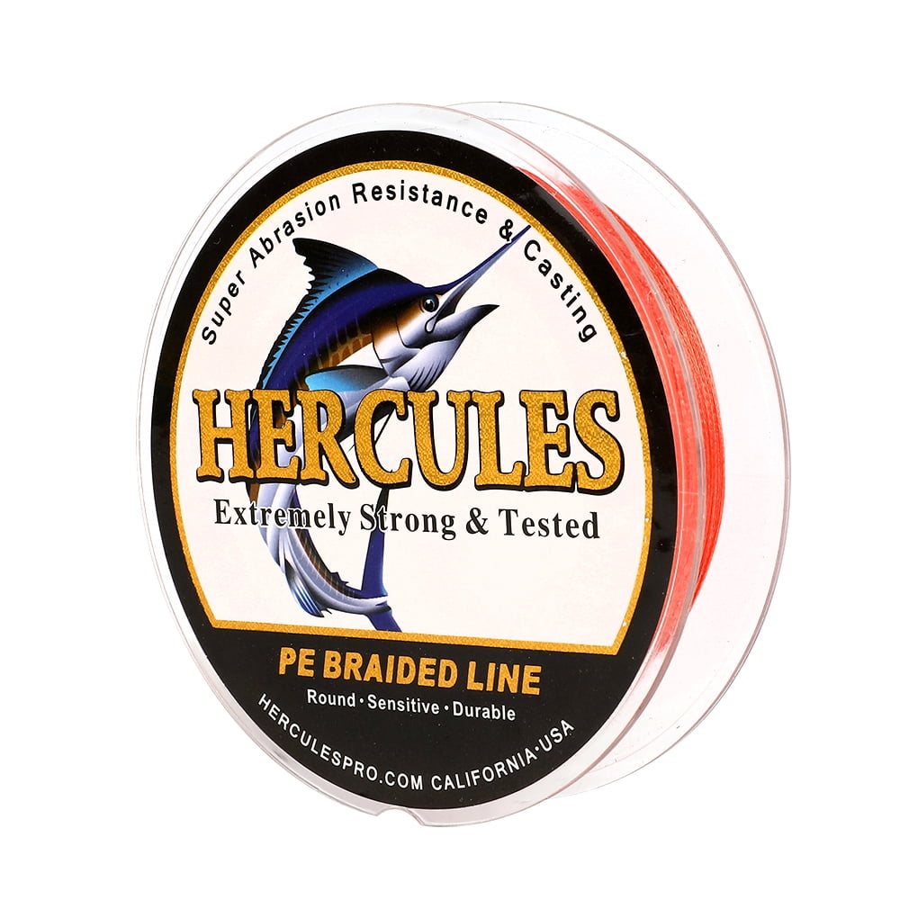 HERCULES Super Strong 500M 547 Yards Braided Fishing Line 20 LB Test for Saltwater Freshwater PE Braid Fish Lines 4 Strands - Red, 20LB (9.1KG), 0.20MM