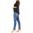 thumbnail image 4 of Women's Casual Round Neck Top Blouse with Roll Tab Sleeve, 4 of 6