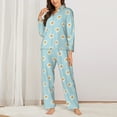 thumbnail image 2 of Lsque Daisies Flowers Pattern Long Sleeve Pajama Set for Women - Soft 2-Piece Sleepwear and Loungewear Set with Pockets, Comfy Nightwear-Small, 2 of 7