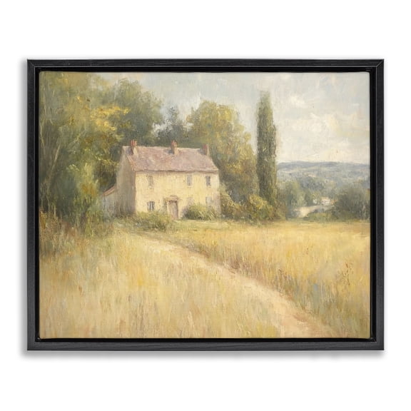 Stupell Industries Hide Away Cottage House Landscape & Nature Painting Black Floater Framed Canvas Art Print Wall Art, 21 x 17