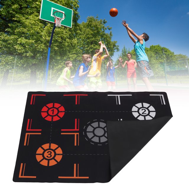 Basketball Training Mat, Prevent Skidding Black 2mm Thickness Basketball Footstep Mat For Home For Children Below 150cm