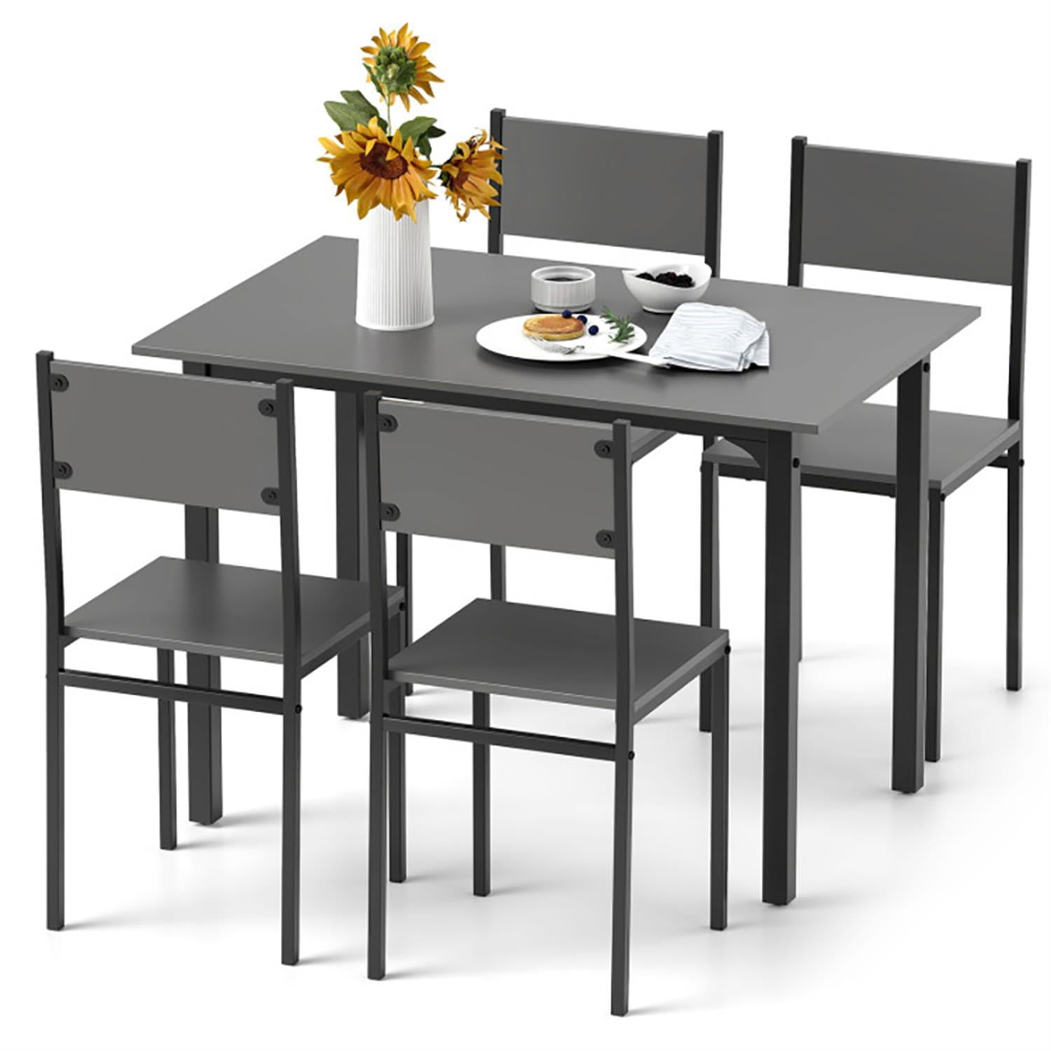 Demi Bonn 5-Piece Dining Table Set with 4 Chairs, 43"dustrial Kitchen Table with Metal Frame, Perfect for Small Space, Gray