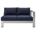 thumbnail image 4 of Modway Shore Sunbrella® Fabric Aluminum Outdoor Patio Right-Arm Loveseat in Silver Navy, 4 of 9