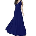 thumbnail image 1 of Birdeem Robes pour Femmes Dames Été Uni Col en V Robe de Soirée Sans Manches Taille Portefeuille Robe, 1 of 9