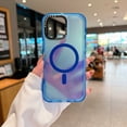 thumbnail image 2 of Decase Compatible with iPhone 16 Translucent Case,Compatible with Mag-Safe,Cute Bright Translucent Hard PC+Soft TPU Bumper Hybrid Magnetic Case,Slim Hard Camera Cover Protection,Blue, 2 of 9