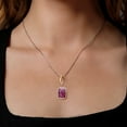 thumbnail image 3 of Gem Stone King 925 Sterling Silver and 10K Yellow Gold Created Ruby Pendant Necklace for Women (2.30 Cttw, 13X9MM Cushion Checkerboard Cut, 18 inch Chain), 3 of 3
