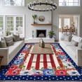 thumbnail image 3 of Large Area Rugs for Living Room Bedroom, 4th of July 6'x9' Rug Washable Carpet Runner Indoor Outdoor, Independence Day Red Blue Poppy Flower Stripe Non Slip Floor Mats Rug for Kitchen, Playroom, 3 of 8