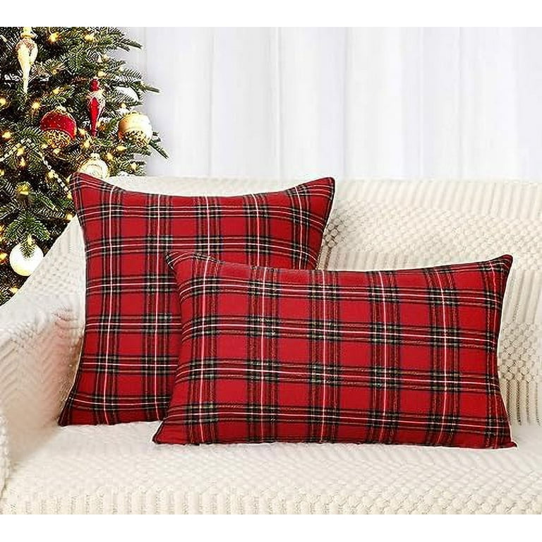2pcs Throw Couch Sofa Pillow Covers Tartan Checker Buffalo Plaid Home Decor