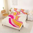thumbnail image 2 of Castle Fairy Retro Soft Swirl Curve Graphic Bed Sheets 4-Piece,Gradient Pastel Stripe Minimal Art Full Size Sheets,Peach Hot Pink,1 Fitted Sheet,1 Flat Sheet and 2 Pillowcases, 2 of 6